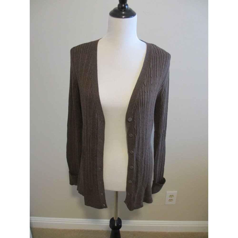 ST JOHNS BAY BROWN SWEATER XLT LONG SLEEVED BUTTON UP
